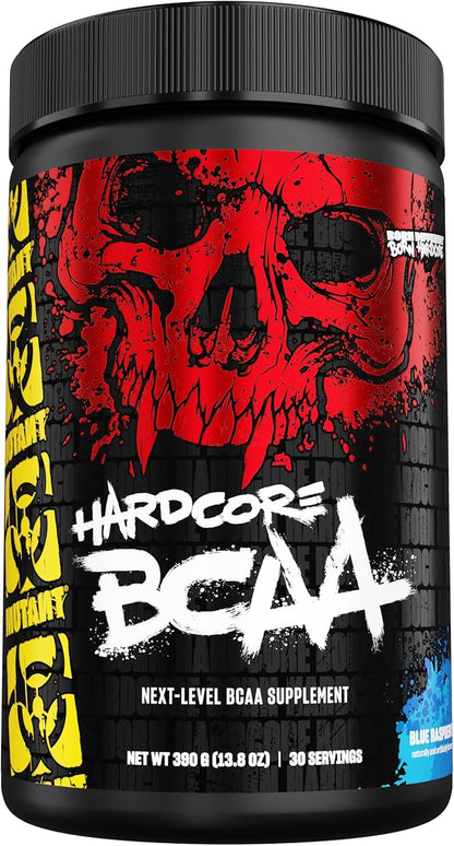 Mutant Hardcore BCAA - Pre, Intra or Post Workout – BCAA Next Level branched-Chain Amino Acids Supplement – Hydration + Recovery - 30 Serving - Blue Raspberry