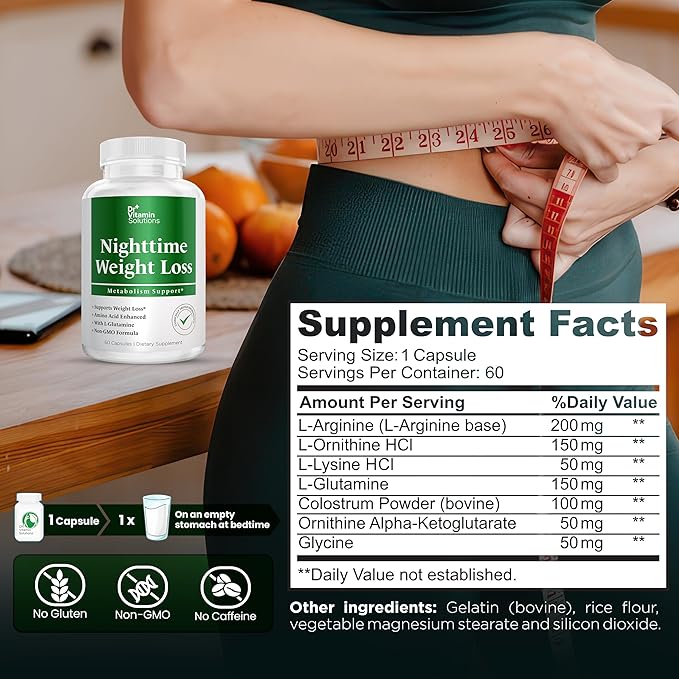 Dr Vitamin Nighttime Fat Burner Supplements - Appetite Suppressants for Weight Loss - Night-Time Fat Burner for Women and Men Supporting Sleep & Relaxation - Metabolism Booster Weight Loss Pills - 60