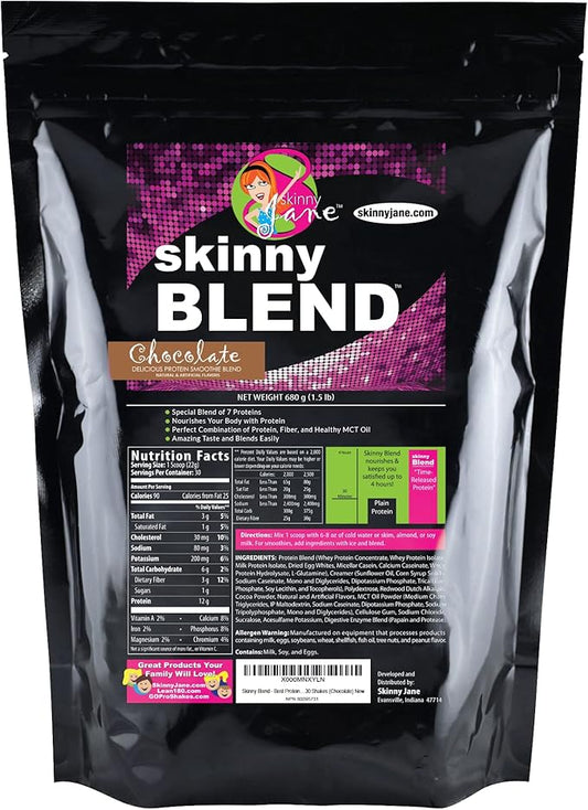 Skinny Blend - Best Tasting High Protein Shake for Women - Satisfying Low Carb Meal Replacement - Keto-Friendly Breakfast or Snack - Health Boosting Supplement - 30 Delicious Shakes - Chocolate