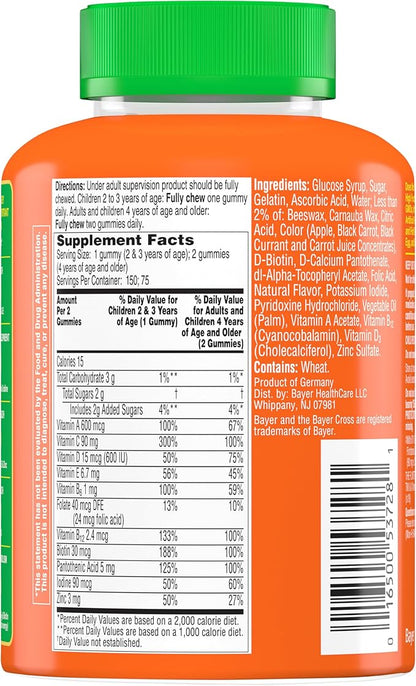 Flintstones Gummies Kids Vitamins with Immunity Support*, Kids and Toddler Multivitamin with Vitamin C, Vitamin D, B12, Zinc & more, Orange 150ct