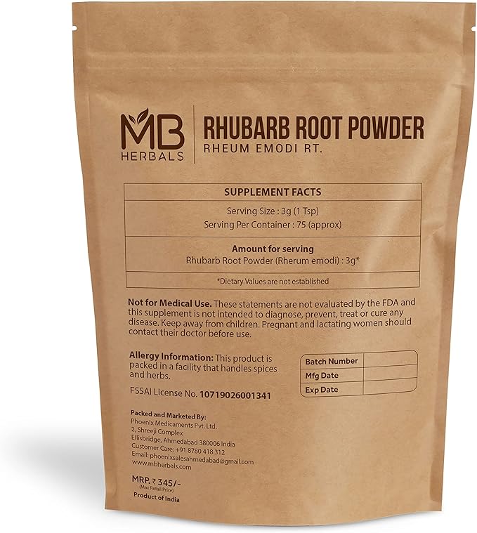 MB Herbals Rhubarb Root Powder 8 oz (227 Gram / 0.5lb) | Rheum emodi Rt | Indian Rhubarb | Revand Chini Powder
