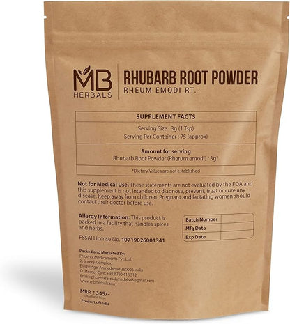 MB Herbals Rhubarb Root Powder 8 oz (227 Gram / 0.5lb) | Rheum emodi Rt | Indian Rhubarb | Revand Chini Powder