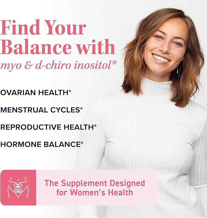 Myo-Inositol & D-Chiro Inositol for Hormone Balance for Women | Microbeadlet Technology to Regulate Menstrual Cycle & Support Ovarian Health | Myo Inositol & D Chiro Inositol | Non-GMO, 120 Capsules
