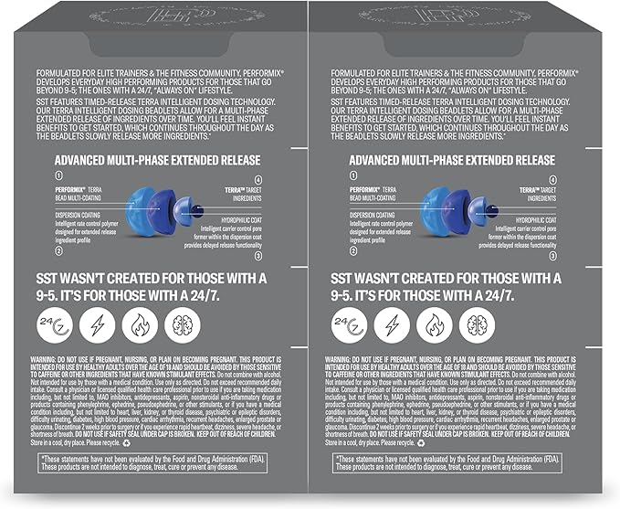 PERFORMIX - SST V2X - Pre Workout - 300 mg Caffeine - Energy Supplements - No Crash - Nootropic - Timed-Release for All Day Focus, Mood & Energy Boost - Men & Women - 80 Capsules