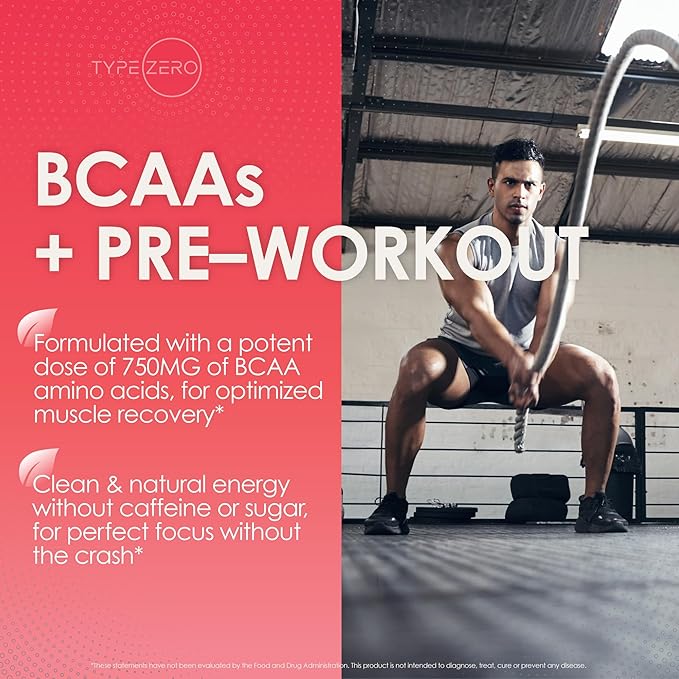 Type Zero AminoBurn - Vegan Amino Acids Energy Pre Workout Drink for Women/Men (Watermelon) Sugar-Free Energy Drink Powder & Amino Acids Supplement - Natural Preworkout Energy