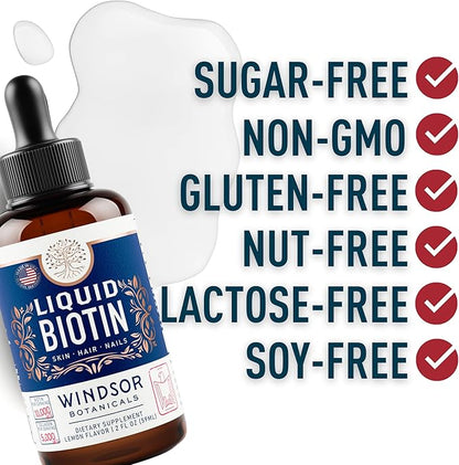 Liquid Biotin for Hair Growth Collagen - Biotin Liquid 10,000mcg Collagen 5,000mcg Extra Strength Liquid - Liquid Collagen and Biotin Drops for Hair Growth - Biotin and Collagen Drops for Women - 2oz