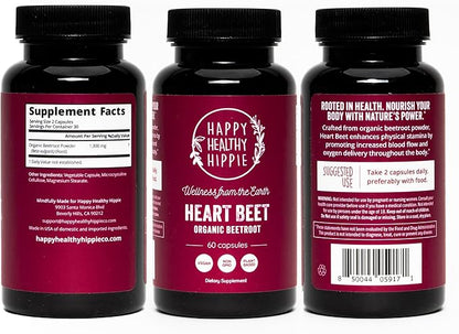 Organic Beet Root Capsules [1,300mg Superfood] - Blood Pressure Support Supplements, Beet Root Powder - Nitric Oxide Supplement, Blood Flow & Blood Circulation | Antioxidant, Brain Food | Vegan, 60 Ct