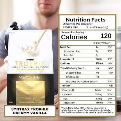 Syntrax Bundle: Trophix Undenatured Casein Protein Vanilla - Creamy Instant Mix Whey Protein & Egg White Protein Powder - 2 Pounds High Protein Powder and Worldwide Nutrition Keychain