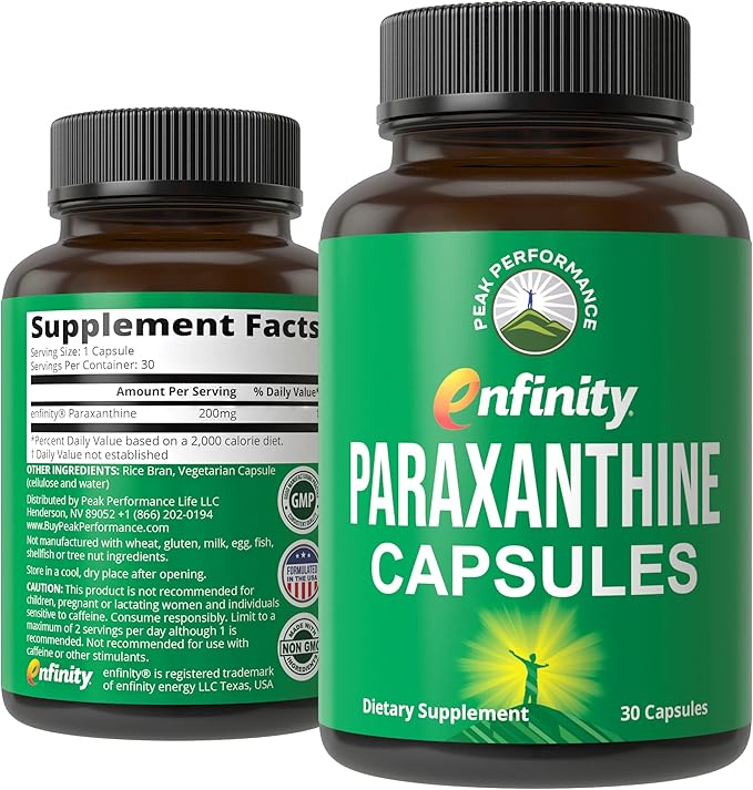 Paraxanthine Capsules for Clean, Jitter Free Energy. Enfinity Paraxanthine Supplement. Known for Focus, Concentration, and Productivity. Plus Great for A Pre Workout. for Men & Women. Nootropic Pills