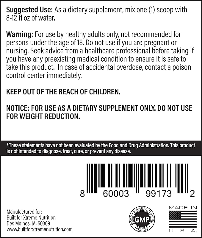 Built For Xtreme Replenish Energy Fruits and Greens Immune Boost, Lemon Lime Flavored Superfood Powder 12.59oz for Total Body Wellness and Immunity Boost