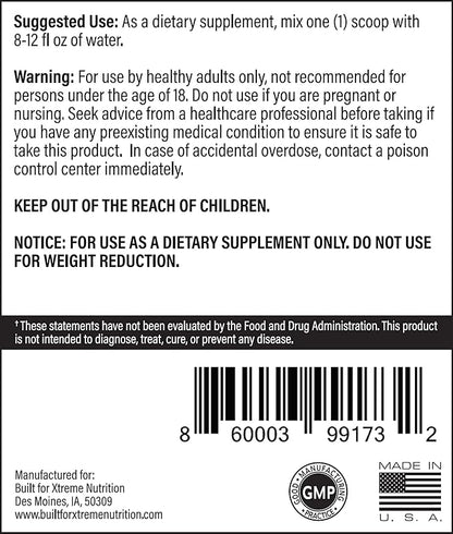 Built For Xtreme Replenish Energy Fruits and Greens Immune Boost, Lemon Lime Flavored Superfood Powder 12.59oz for Total Body Wellness and Immunity Boost