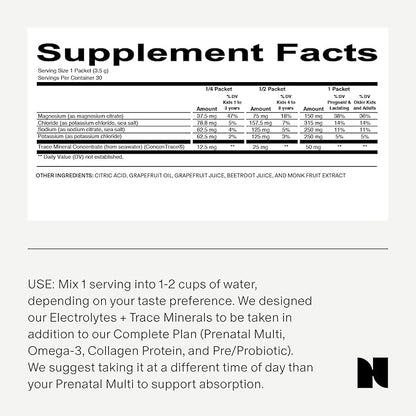 Needed. Hydration Support with Electrolytes & Trace Minerals – Electrolytes for Pregnancy & During Lactation - 30 Hydration Packets Lightly Sweetened with Real Fruit, Grapefruit