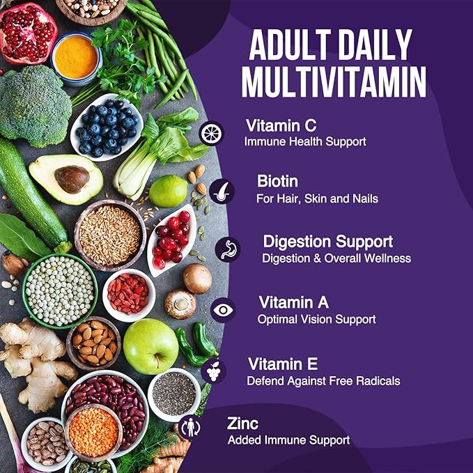 Multivitamin Gummies - Nature's Daily Gummy Multivitamins for Adults, Women & Men with Vitamins A, C, E, B6, B12, and Minerals - Natural Multi Vitamin Supplement, Non-GMO, Berry Flavor - 120 Gummies