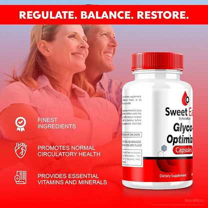 Sweet Ease Glyco Optimizer Capsules, Sweet Ease Glyco Support, Sweet Ease Natural Blood Support Pills, SweetEase Reliever Glycogen Pressure Review (60 Capsules)