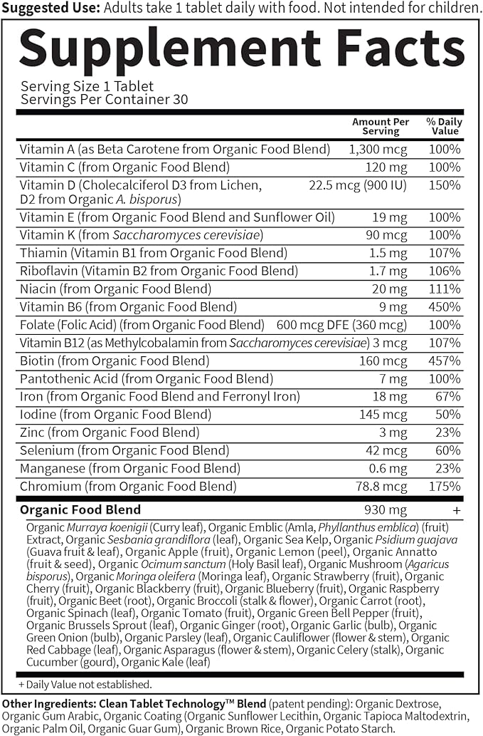 Garden of Life Organics Prenatal Vitamin: Folate for Energy & Healthy Fetal Development, Non-constipating Iron, Vitamin C, B6, B12, D3 – Organic, Non-GMO, Gluten-Free, Vegan, 30 Day Supply
