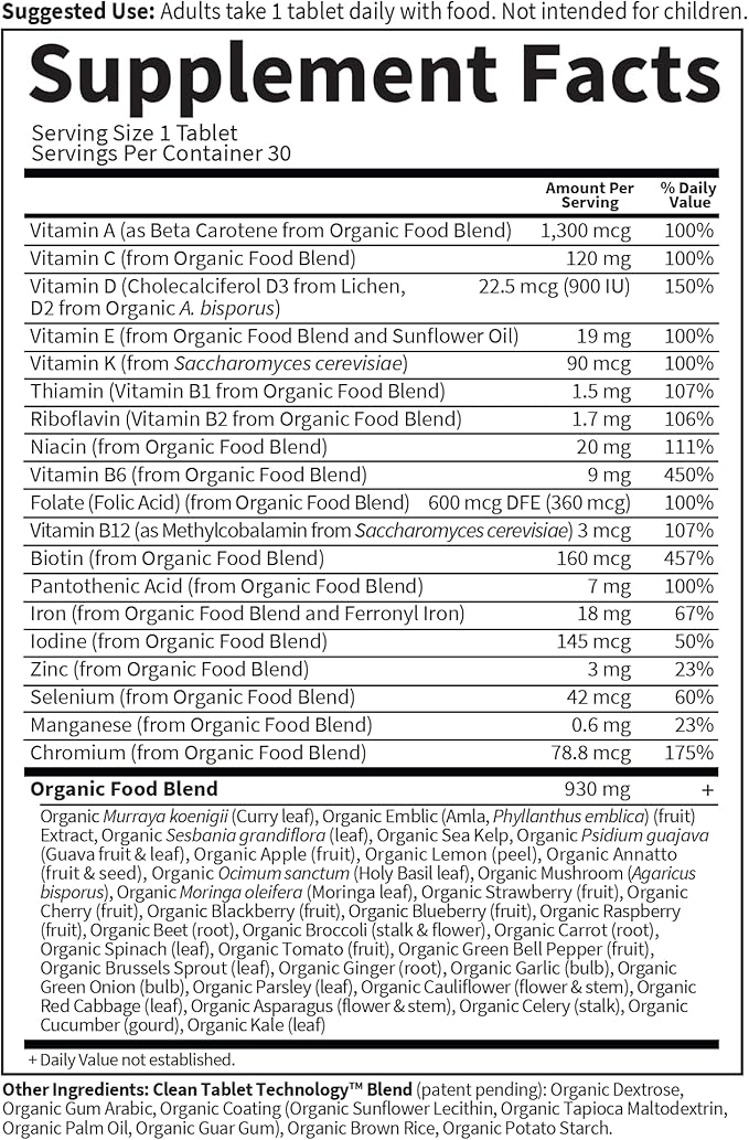 Garden of Life Organics Prenatal Vitamin: Folate for Energy & Healthy Fetal Development, Non-constipating Iron, Vitamin C, B6, B12, D3 – Organic, Non-GMO, Gluten-Free, Vegan, 30 Day Supply