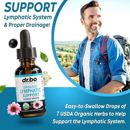 Lymphatic Drainage Supplements Drops - Organic Lymphatic Support Liquid Drops Cleanse with Echinacea for Lymph System Support Supplement, Lymph Node Detox Lymphatic System Drainage - 1oz Vegan Non-GMO