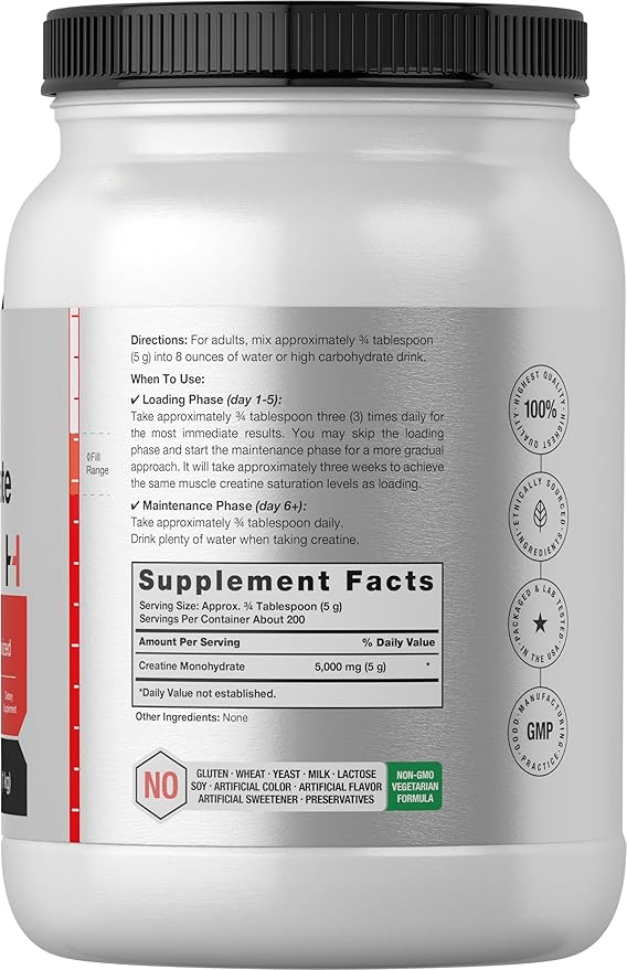 Horbäach Creatine Monohydrate Powder | 2.2lbs (35.2 oz) | Micronized and Unflavored | Vegetarian, Non-GMO, and Gluten Free Supplement