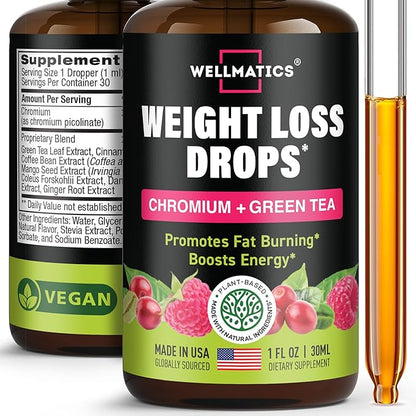 Advanced Weight Loss Liquid Drops – Made in USA - Metabolism Booster & Appetite Suppressant Diet Drops with Green Tea, Cinnamon Bark, Green Coffee, African Mango, Ginger Root & More - 1 Fl Oz