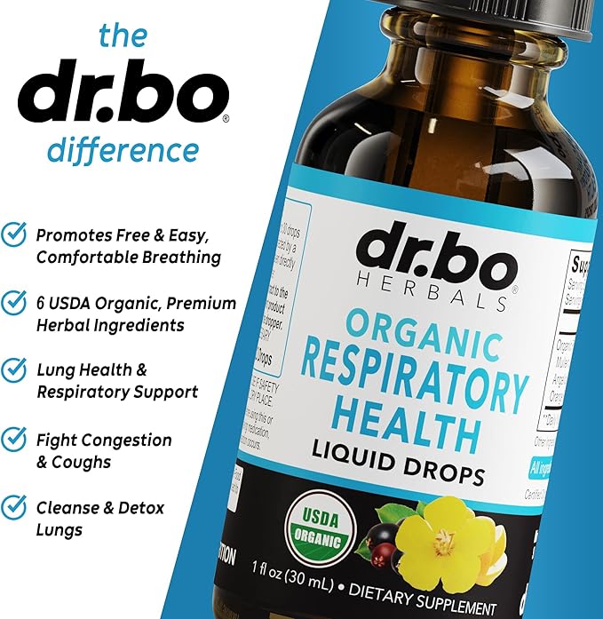 Lung Detox Respiratory Health Drops - Organic Respiratory Supplements Herbal Lung Cleanse, Mullein Drops for Lungs Bronchial Support, Mucus Clear with Mullein Leaf Extract, Elderberry Supplement 1 oz