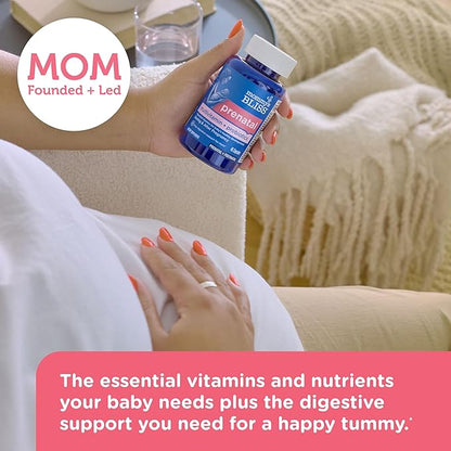 Mommy's Bliss Prenatal Multivitamin + Probiotic for Women w/ Folic Acid, Supports Baby Development & Mom's Digestion w/ Zinc, Vitamin B6 & B12, Ginger & Choline, Vegan & Gluten Free (45 Servings)