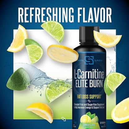 Siren Labs L-Carnitine Elite Burn Liquid Keto Fat Burner and Metabolism Activator - Fat Loss Support Keto Friendly Weight Loss Increase Energy-Stimulant Free - Lemon Lime 3000mg (32 Servings)