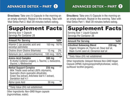 Vital Pro Naturals - Advanced Detox Cleanse for Occasional Gas and Bloating, Supports a Healthy Intestinal Balance, 2-Part - 14 Day Kit, 56 Capsules