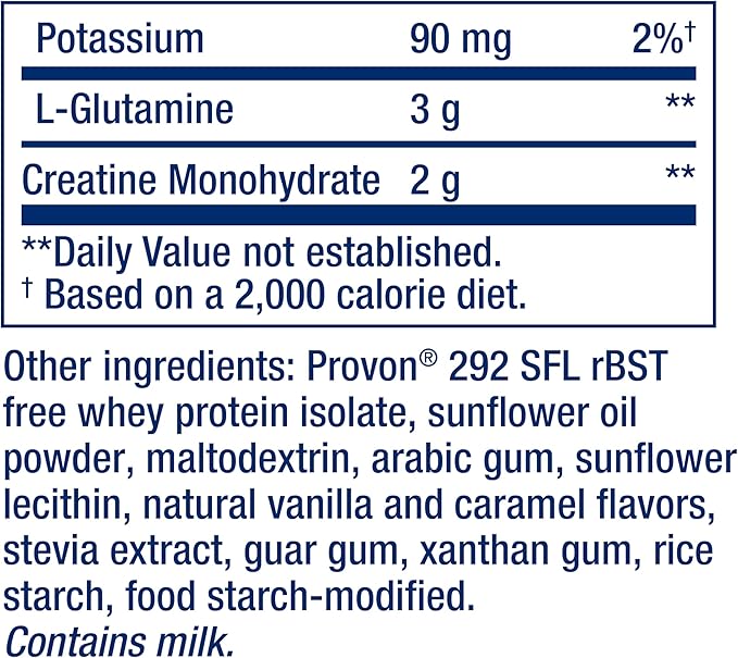 Life Extension Wellness Code® Advanced Whey Protein Isolate (Vanilla), creatine, glutamine, Mix for Muscle Growth & Immune Health, no Sugar Added, Gluten Free, Non-GMO, 454 Grams, 20 Servings