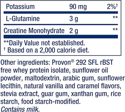 Life Extension Wellness Code® Advanced Whey Protein Isolate (Vanilla), creatine, glutamine, Mix for Muscle Growth & Immune Health, no Sugar Added, Gluten Free, Non-GMO, 454 Grams, 20 Servings