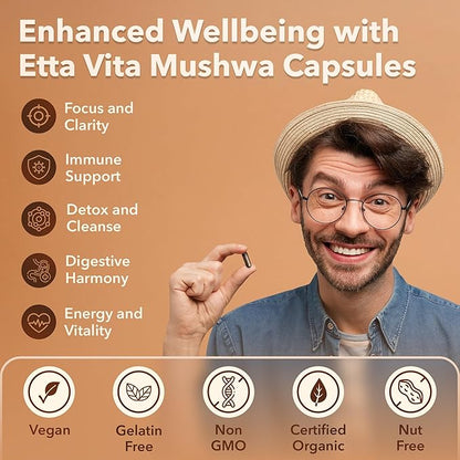 USDA Organic Lions Mane Supplement Capsules with Ashwagandha, Chaga, Reishi, Cordyceps, Turkey Tail (18,600mg/serv) 10x Adaptogenic Mushroom Complex as Focus Supplement - Energy, Immunity & Nootropic