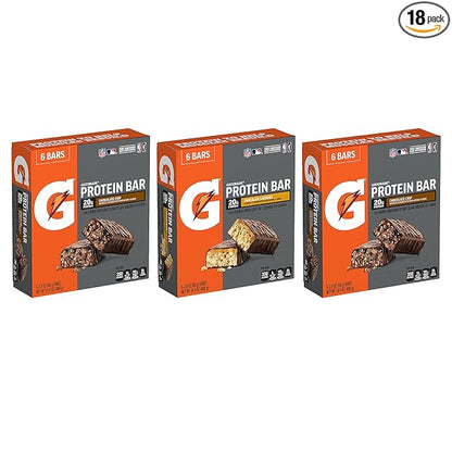 Gatorade Whey Protein Bars, Variety Pack, 2.8 oz bars , 18 Count (Pack of 1)
