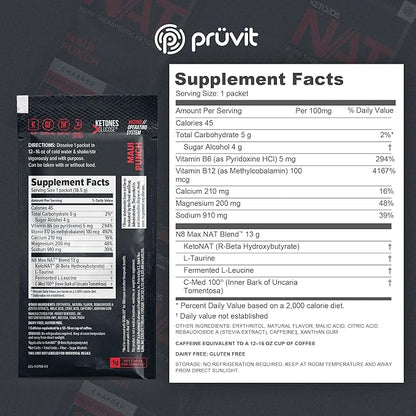 PRÜVIT Keto//OS NAT® Maui Punch – Charged - Supplement for Men and Women (20 Count)