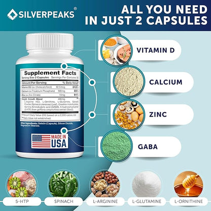 Growth Capsules to Grow Taller - Height Growth Maximizer with Calcium for Bone Strength - Made in USA - Natural Get Taller Supplement - Free of Growth Hormone - Pack of 3