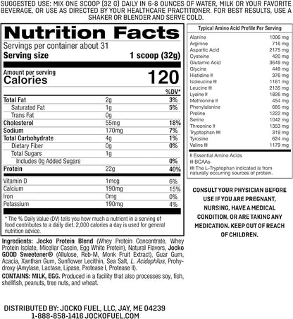 Jocko Mölk Whey Protein Powder 22g Sugar Free Monk Fruit Blend - Muscle Recovery & Growth, Packaging May Vary (31 Servings, Banana Cream)