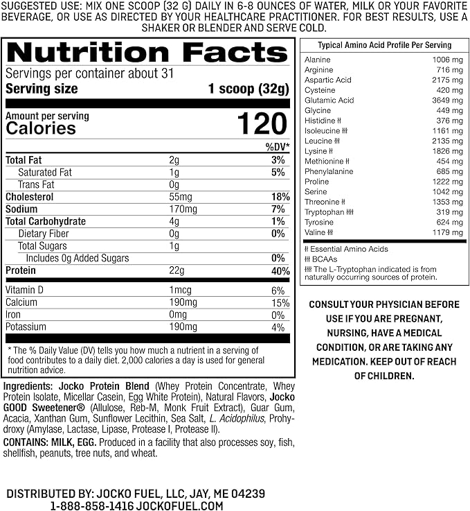 Jocko Mölk Whey Protein Powder 22g Sugar Free Monk Fruit Blend - Muscle Recovery & Growth, Packaging May Vary (31 Servings, Banana Cream)