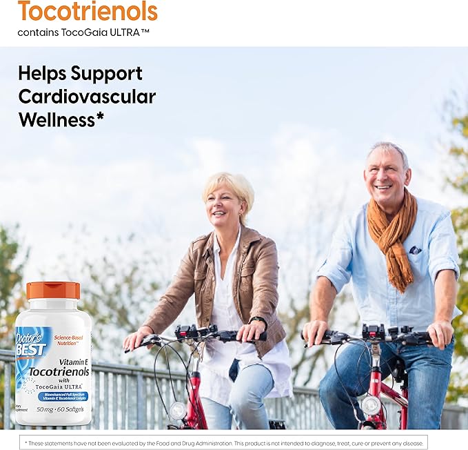 Doctor's Best Vitamin E Tocotrienols contains TocoGaia ULTRA™ bioenhanced full spectrum vitamin E complex, 60 Count