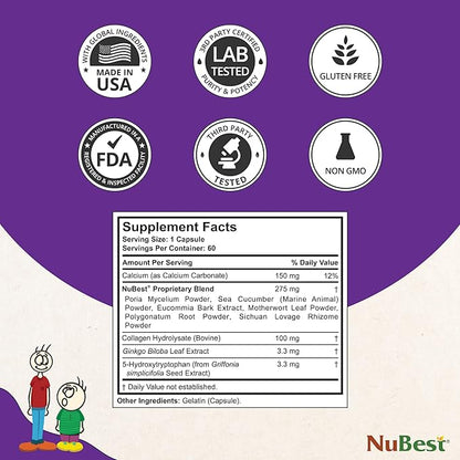 NuBest Tall Height Growth Supplement - Advance Height Growth, Grow Taller, Height Increase Formula for Children (5+) & Teens Helps Maximum Height Growth with Calcium, Collagen & Herbs - 6 Pack
