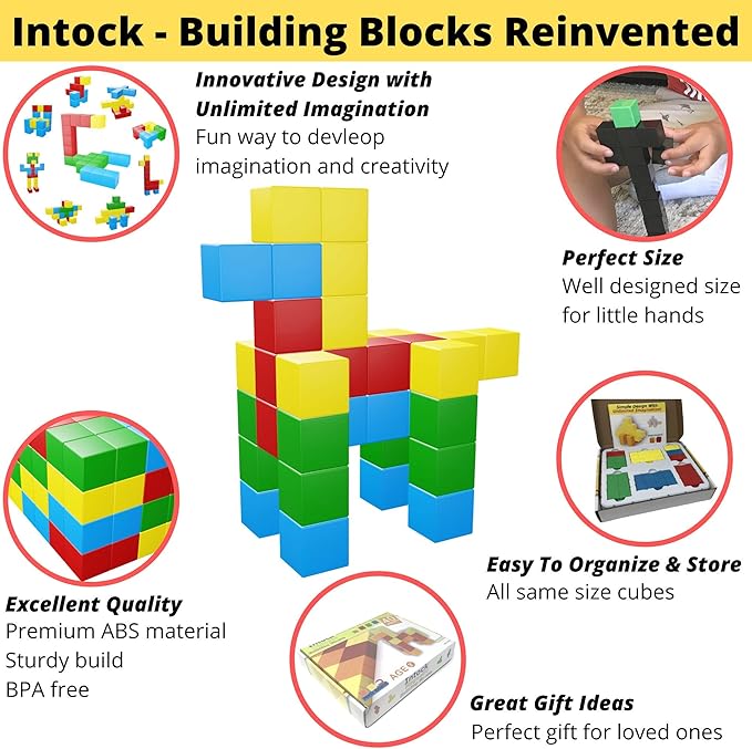 Magnetic Blocks, Magnetic Cubes Educational Toys, Original Award Winning Magnetic Building Blocks for Kids, 100 Pieces Rainbow Color Autism Toys Magic Cube Sensory Toys for Kids
