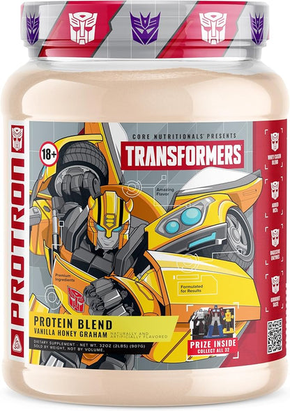 Core Nutritionals | Transformers Protron Protein Blend Nutritional Supplement Formula (Free Prize Inside - Bumblebee) - for Adults Ages 18+ (2 Pounds, Vanilla Honey Graham)