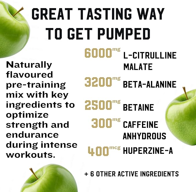 Iron Kingdom Pre Workout Powder for Men & Women Caffeine, Beta Alanine & Aminos for Intense Focus Endurance & Pump - Preworkout Energy Drink Powder Natural Sour Green Apple - 42 Servings