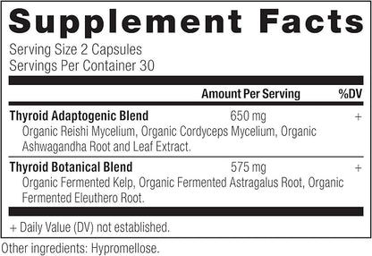 Thyroid Support Supplement with Ashwaghanda by Ancient Nutrition, Thyroid Capsules, Promotes Restful Sleep and Reduced Stress, Gluten Free, Paleo and Keto Friendly, 60ct