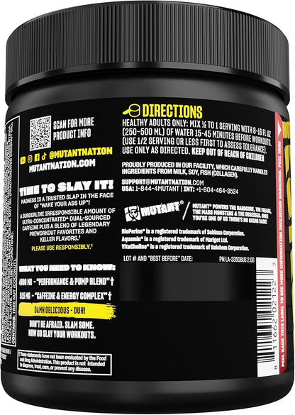 Mutant Madness | Pre Workout Powder Supplement Performance and Pump Blend Includes L-Citrulline, Beta-Alanine, Taurine, L-Tyrosine | 30 Serving | Lemonade