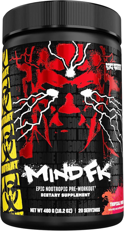 Mutant Mind FK - Epic Nootropic Pre-Workout - Brain Supplement for Mental Focus - 20 Serve - Tropical Punch - 460g