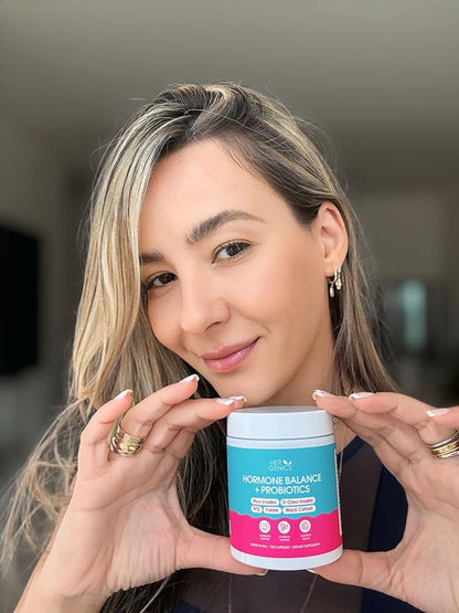 Natural Hormone Balance for Women, PCOS Supplements w/ Probiotics - Myo-Inositol & D-Chiro Inositol & Black Cohosh w/ Folate & B12 - PCOS Supplements for Hormone Balance, Female Vitamins 120 Capsules