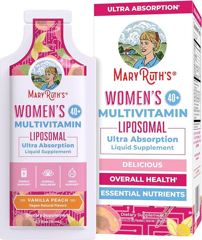 MaryRuth Organics Multivitamin for Women 40 | Womens Multivitamin Liposomal | Immune Support Supplement | Energy Supplements & Sleep Aid | Methylated Multivitamin | Vegan | Sugar Free | 14 Servings