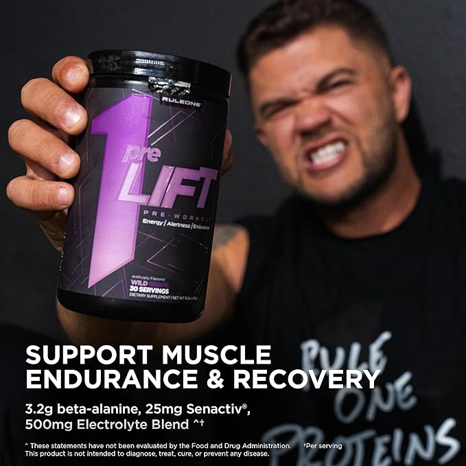 Rule 1 preLIFT Pre-Workout, 6g Citrulline, 3.2g Beta Alanine, 3 Caffeine Sources + 20 Others for Energy, Alertness, & Endurance (30 Servings, Orange Pineapple)