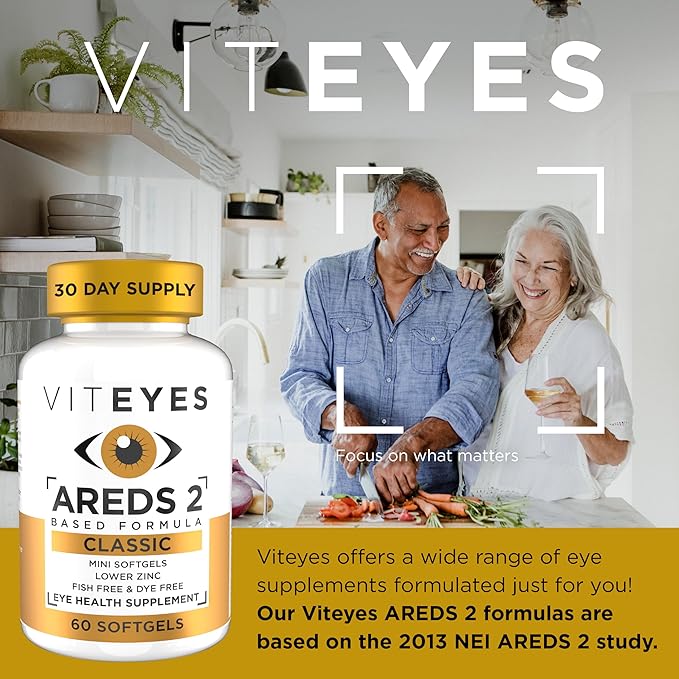 Viteyes AREDS 2 Classic Macular Health Formula Softgels, Eye Health Vitamin for Vision Protection, Lower Zinc, Eye Vitamins, Macular Vitamins, Beta-Carotene Free, 60 Softgels