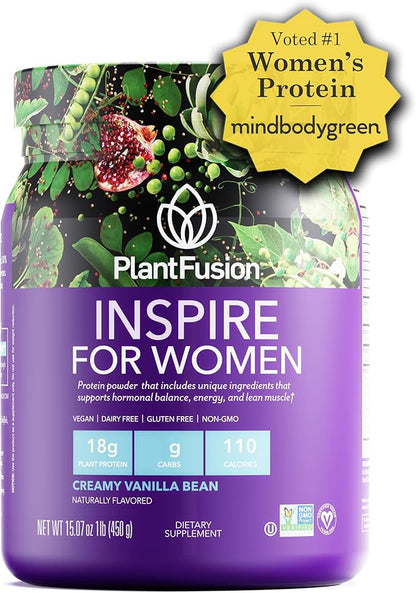 PlantFusion Inspire Plant Protein Powder for Women - Low Carb Protein Powder for Lean Muscle Support - Keto, Gluten Free, Soy Free, Non-Dairy, No Sugar, Non-GMO - Rich Chocolate 1 lb