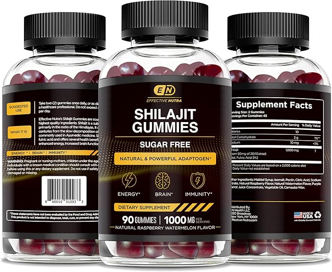 Shilajit Gummies – Pure Himalayan Shilajit for Men & Women, Energy, Brain Health, Immunity Support, Sugar-Free, 90 Gummies (45-Day Supply)