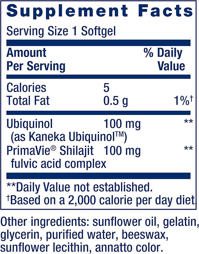 Life Extension Super Ubiquinol CoQ10 with Enhanced Mitochondrial Support, ubiquinol CoQ10, shilajit, potent heart health & cellular energy production support, ultra-absorbable, gluten-free, 60 softgel